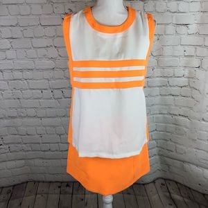 DO + BE mod skirt set neon orange and white stripes size medium